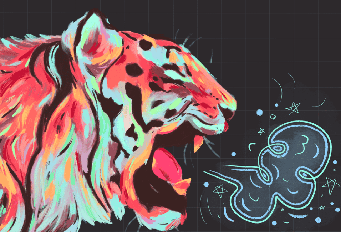 Digital Painting of a Vibrant Tiger